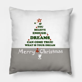 Christmas tree Dreams come true, Merry Christmas , Xmas , holidays, snow Pillow