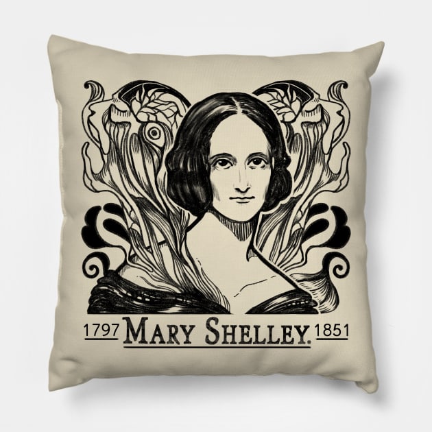 Mary Shelley Pillow by INOGArt