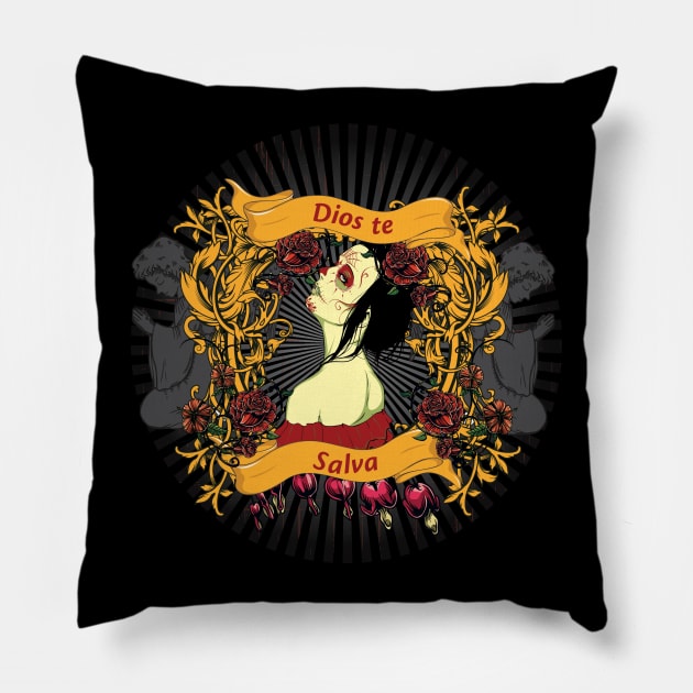 Dios Te Salva Pillow by Dark Planet Tees