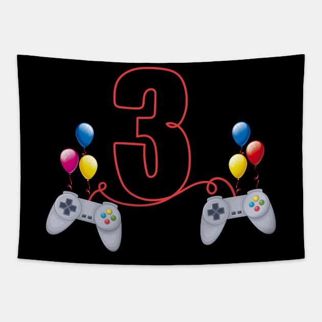 3rd Birthday Boy Toddlers Video Gamer Store Tapestry by Msafi