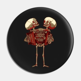 Siamese Twins Skeleton Playing The Accordion Pin