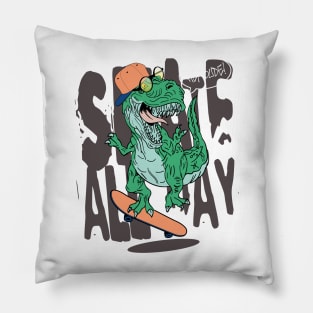 Skate All The Way Dinosaur Pillow