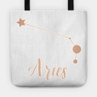 Aries Zodiac Constellation in Rose Gold Tote
