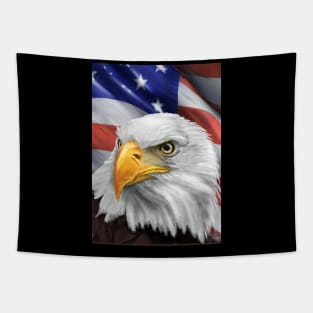 Patriotic American Flag and Bald Eagle Art Tapestry