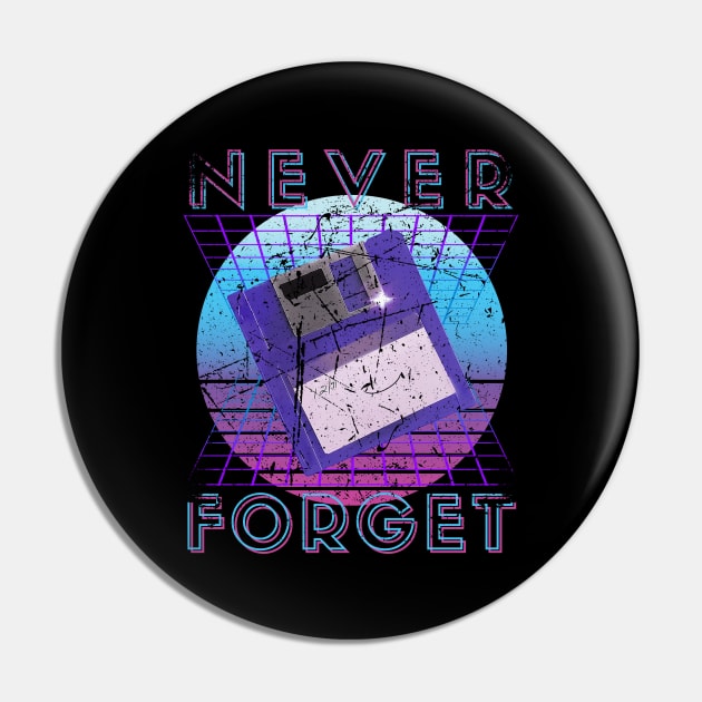 Never Forget Retro 80s 90s Nostalgia Pin by Schwarzweiss