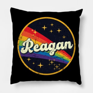 Reagan // Rainbow In Space Vintage Grunge-Style Pillow