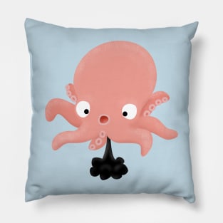 Cute pink baby octopus cartoon humour Pillow