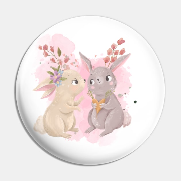 Cute Watercolor Bunny | Easter Gift Ideas | Gifts for Her | Gifts for Girls | Gifts for Women | Gifts for Rabbit Bunny Lovers Pin by mschubbybunny