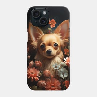 Adorable Fawn Chihuahua with Flowers Phone Case