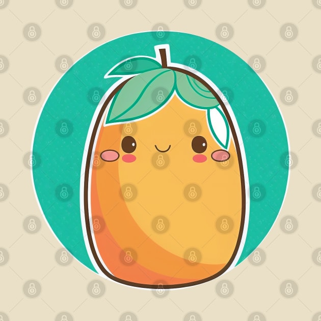 Cute Kawaii Papaya Sticker - Adorable Cartoon Fruit Illustration - Perfect for Papaya Lovers, Kawaii Fans, and Tropical Fruit Enthusiasts - inspired by Herczeg Timea by laverdeden