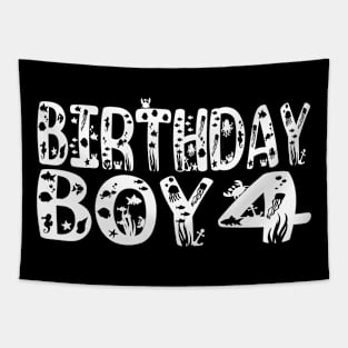 4th Birthday Boy 4 Years Old Fishing Lover Theme Party graphic Tapestry