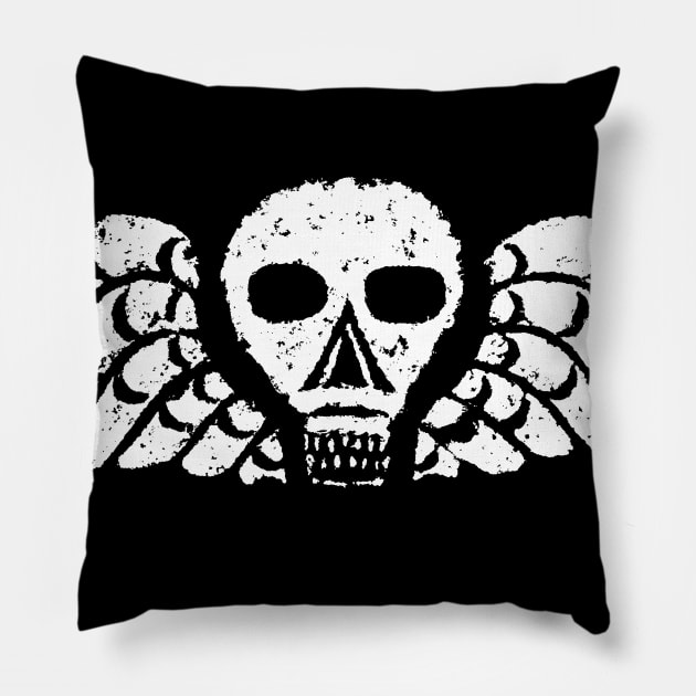 Death's Head Skull Gravestone Rubbing 05 Pillow by MatchbookGraphics