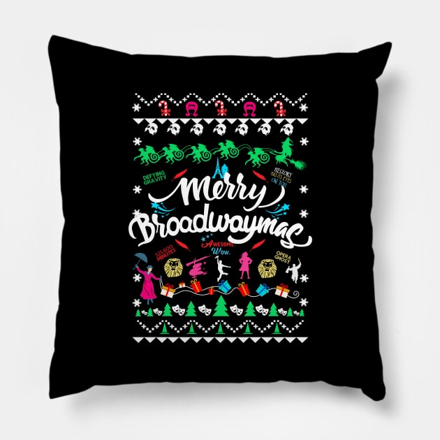 Broadway Ugly Christmas Sweater Pillow by KsuAnn