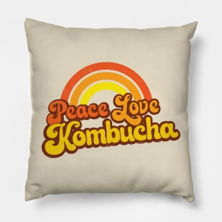 PEACE, LOVE, KOMBUCHA - Retro Rainbow Pillow