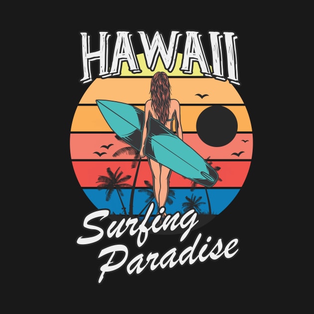 Hawaii Surfing Girl retro Style Gift by Foxxy Merch