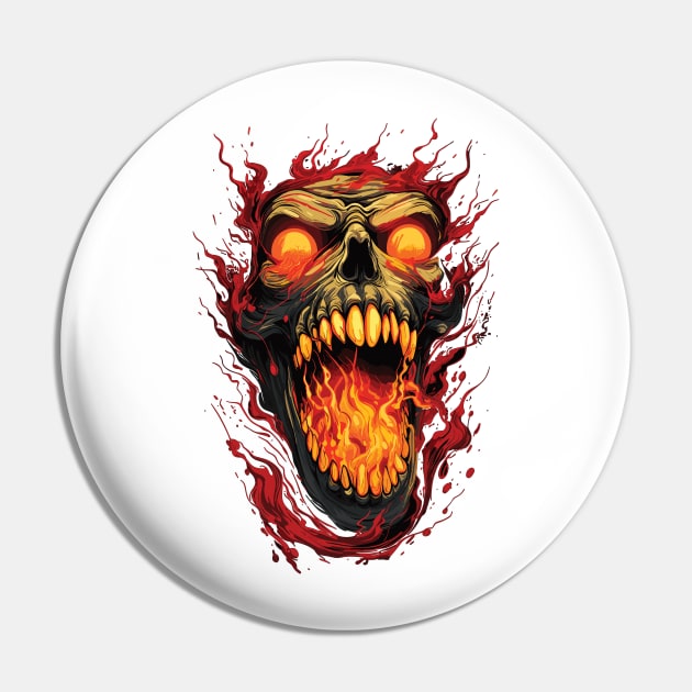 Skull Spitting Fire Pin by Retroprints