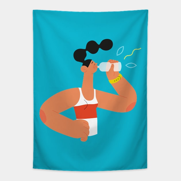 Sport Girl Drinking Tapestry by JunkyDotCom