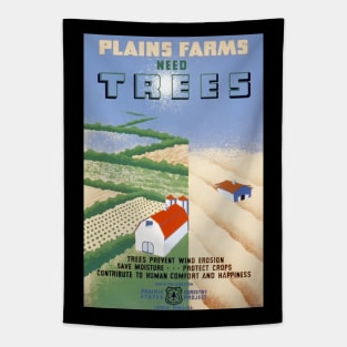 Plains Farms Need Trees Restored US Forest Service Poster Print Tapestry