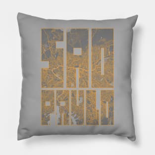 Sao Paulo, Brazil City Map Typography - Bauhaus Pillow