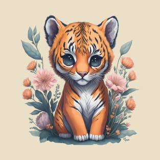 Cute Floral Tiger 5 T-Shirt