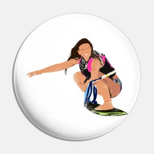 Wakesurfing Girl Pin