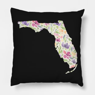 Florida Silhouette Florals Pillow