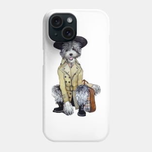 Sheepadoodle wearing trenchcoat Phone Case