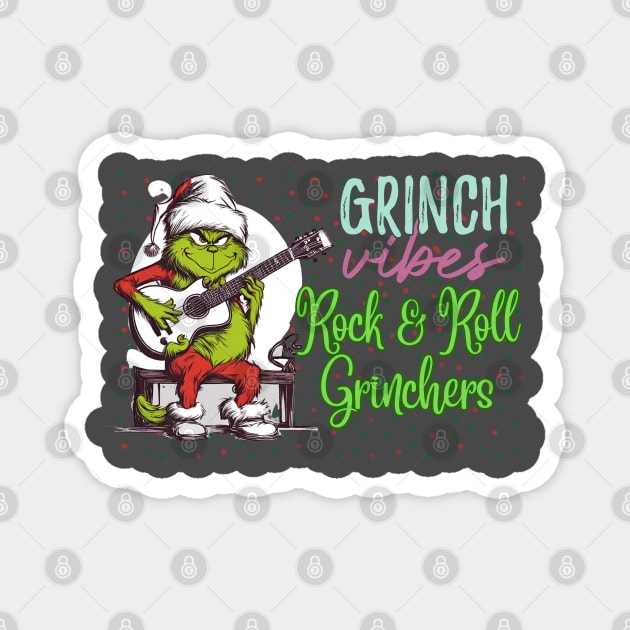 Rock n roll grinch Magnet by blaurensharp00@gmail.com