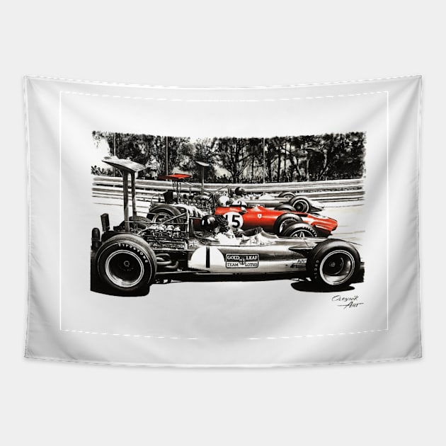 Ferrari 312F1 1969 Chris Amon Tapestry by oleynik