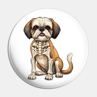 Skeleton Shih Tzu Dog Pin