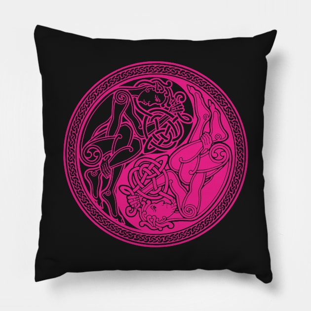 Celtic Yin Yang - pink Pillow by Dysis23A