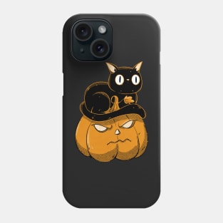 Black cat on halloween pumpkin Phone Case