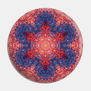 Digital Mandala Orange Blue and Red Pin