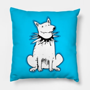 white watchdog cartoon style illustration Pillow