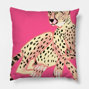 Leopard cheetah on pink Pillow