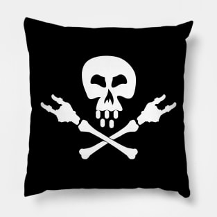 Skull giving the classic rock gesture Pillow