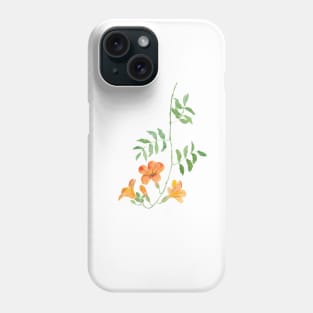 orange trumpet vine campsis radican flowers Phone Case