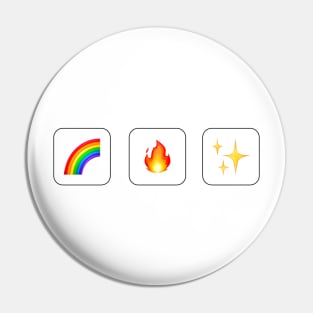 Rainbown, Fire, Star Emoji Positive vibes no text Pin