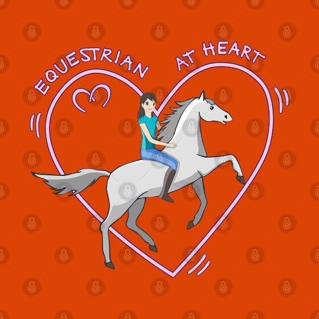 Cute Equestrian at Heart Girl and Horse Love Anime by French Salsa