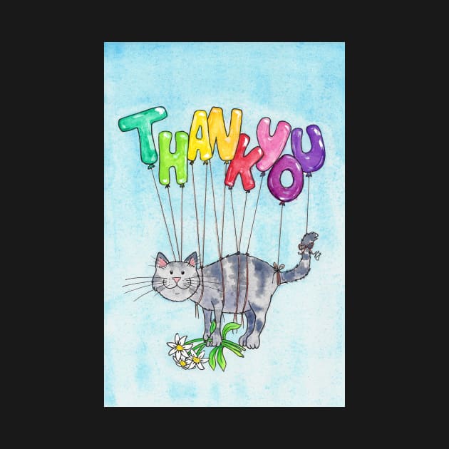 Thank you cat on blue background by nicolejanes