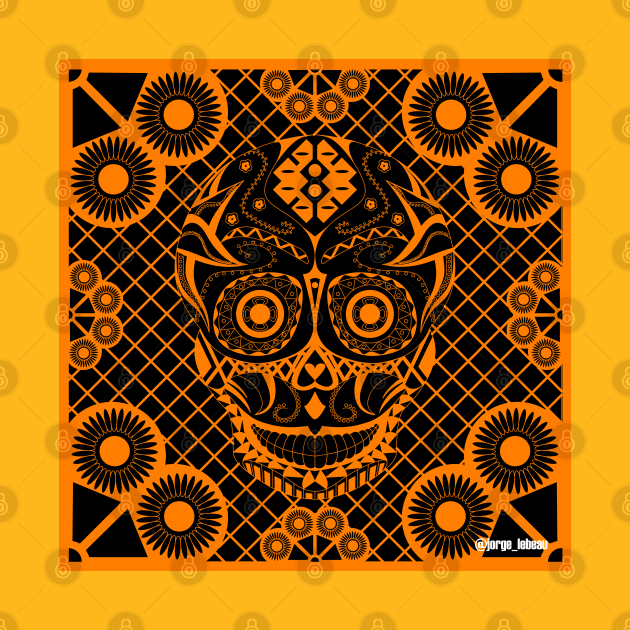 orange picnic in skeleton pattern ecopop by jorge_lebeau