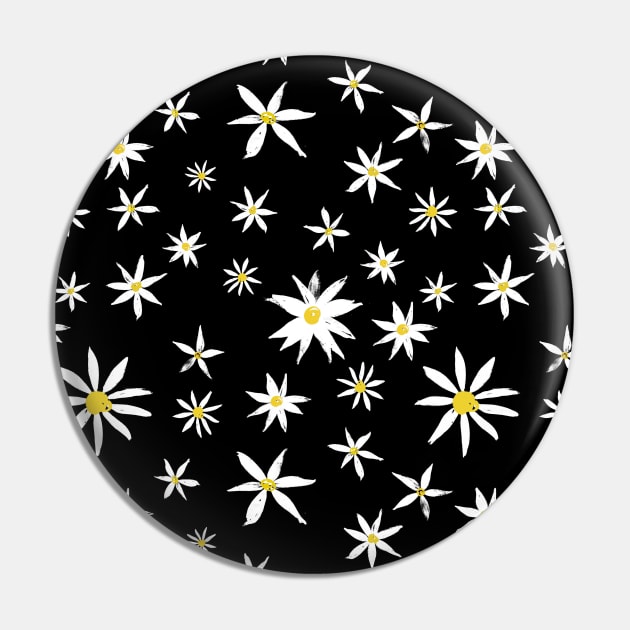 Daisy on black Pin by crumpetsandcrabsticks