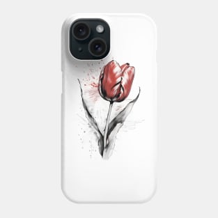Red Tulip Watercolor and ink art Phone Case