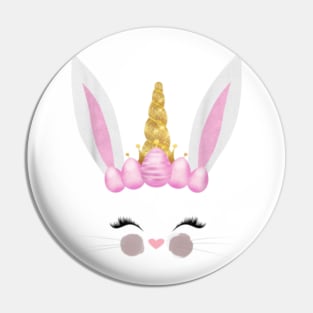 Girls Unicorn Easter Bunny Face Bunnicorn Egg Hunt Pin