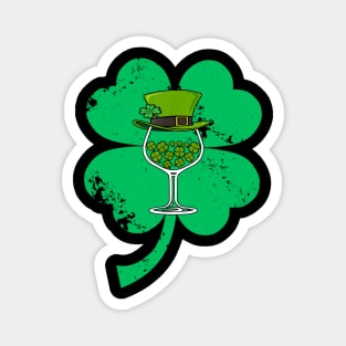 St Patrick Leprechaun Hat Wine Glass Shamrock Magnet