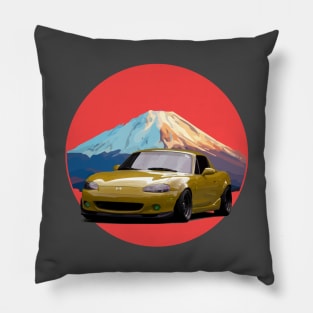 Simple Yellow Mazda Miata/MX-5 - Mount Fuji Jinba Ittai Roadster Life Pillow