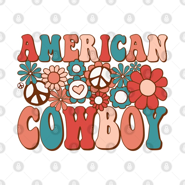 Retro Groovy American Cowboy Matching Family 4th of July by BramCrye