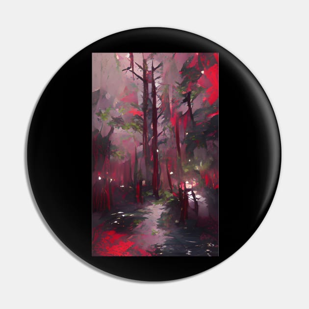 Rainy Forest Malevolent Artwork Style Pin by abysarts