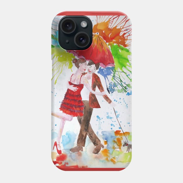 Love Under that Big Red Umbrella Phone Case by Casimirasquirkyart