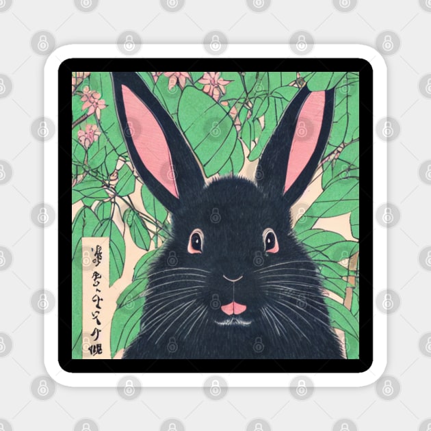 Cutest Black Bunny Cottontail Rabbit Eastern Cottontail in Black Magnet by wigobun